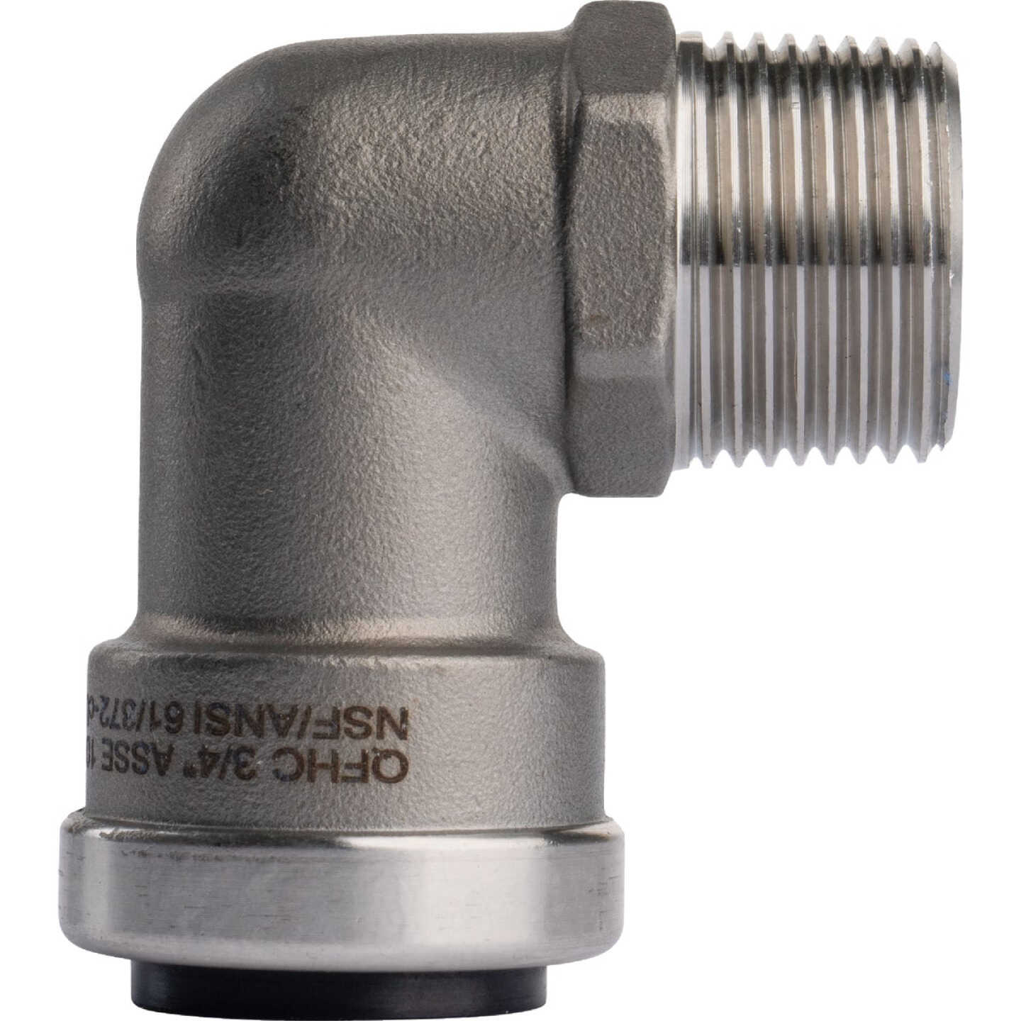 QuickFitting 3/4 In. Push-to-Connect x 3/4 In. MNPT Stainless Steel 90-Degree Elbow Image 1