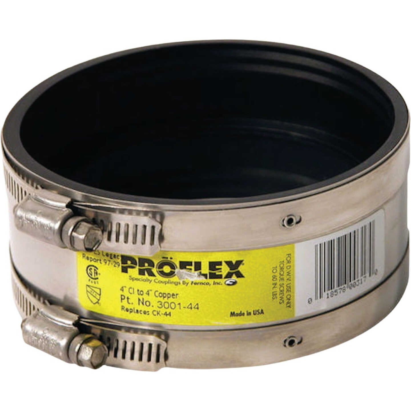 Fernco 4 In. Cast Iron to Copper Shielded Coupling Image 1