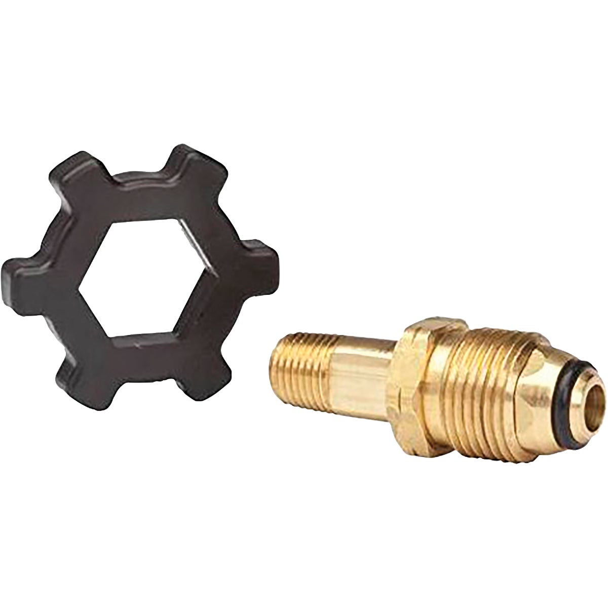 MR. HEATER 1/4 In. MPT x Full Flow Soft Nose P.O.L. with Handwheel LP Cylinder Adapter Image 1