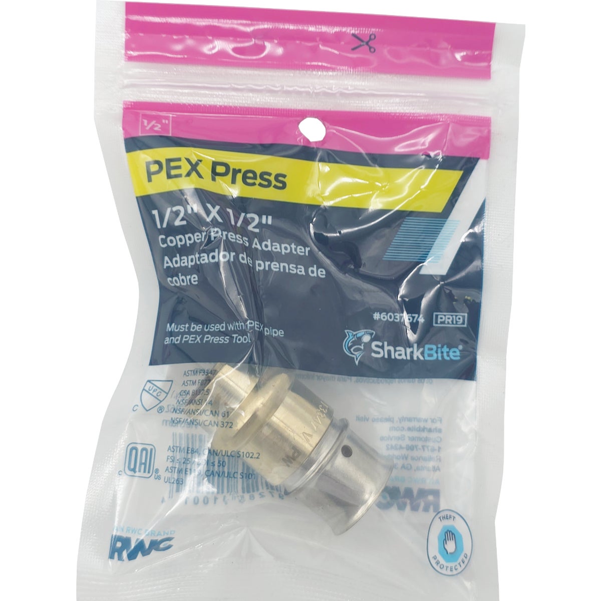 SharkBite 1/2 In.x1/2 In. CU Press Brass Adapter Image 2