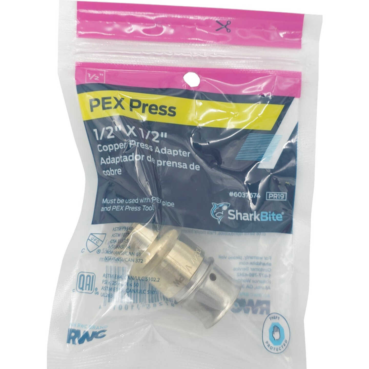 SharkBite 1/2 In.x1/2 In. CU Press Brass Adapter Image 2