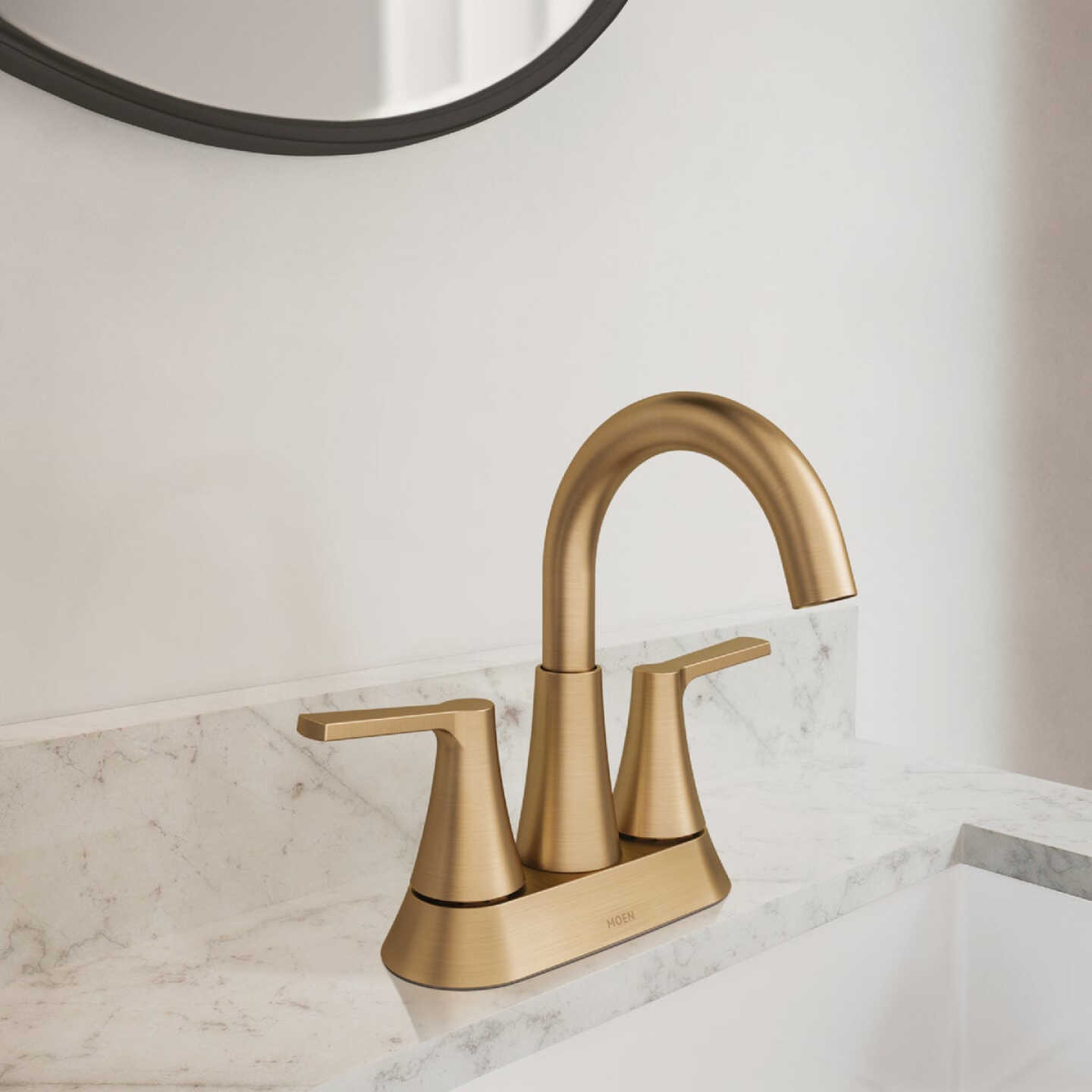 Moen Mikah 2-Handle High Arc Bathroom Faucet, Bronzed Gold Image 2
