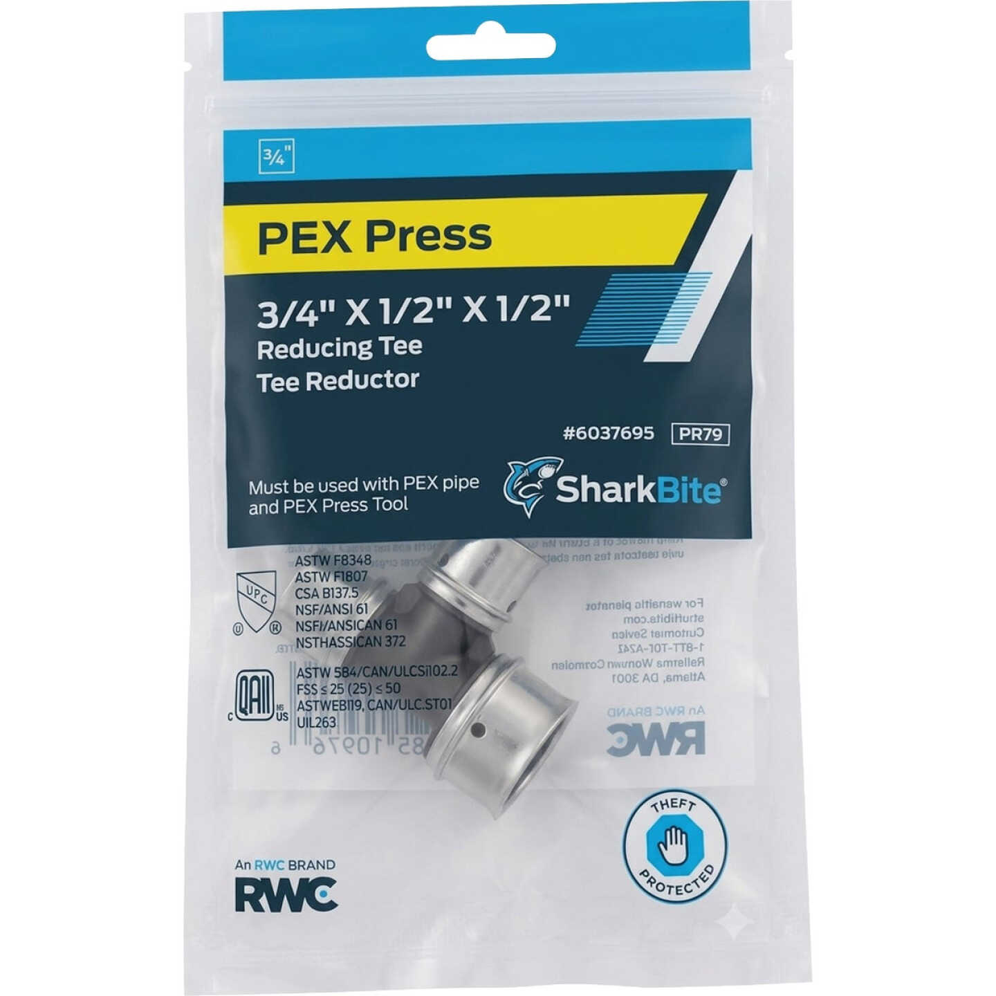 SharkBite 3/4 In.x1/2 In.x1/2 In. PEX Press Poly Tee Image 2