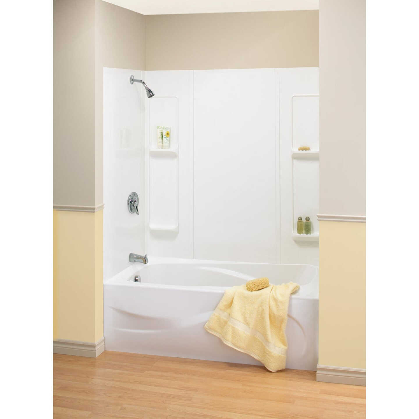Maax Elan 61 In. W x 31-3/4 In. L x 59 In. H 5-Piece Glue Up Tub Wall Surround in White Image 1