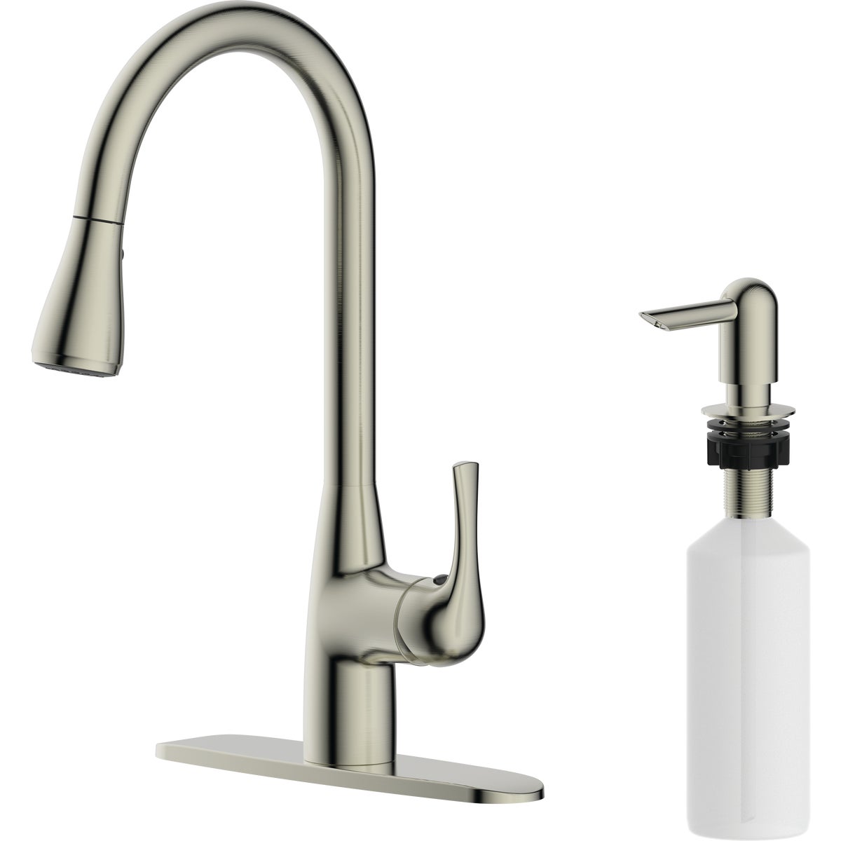 Style Built Heritage 1-Handle Hi Rise Kitchen Faucet, Brushed Nickel