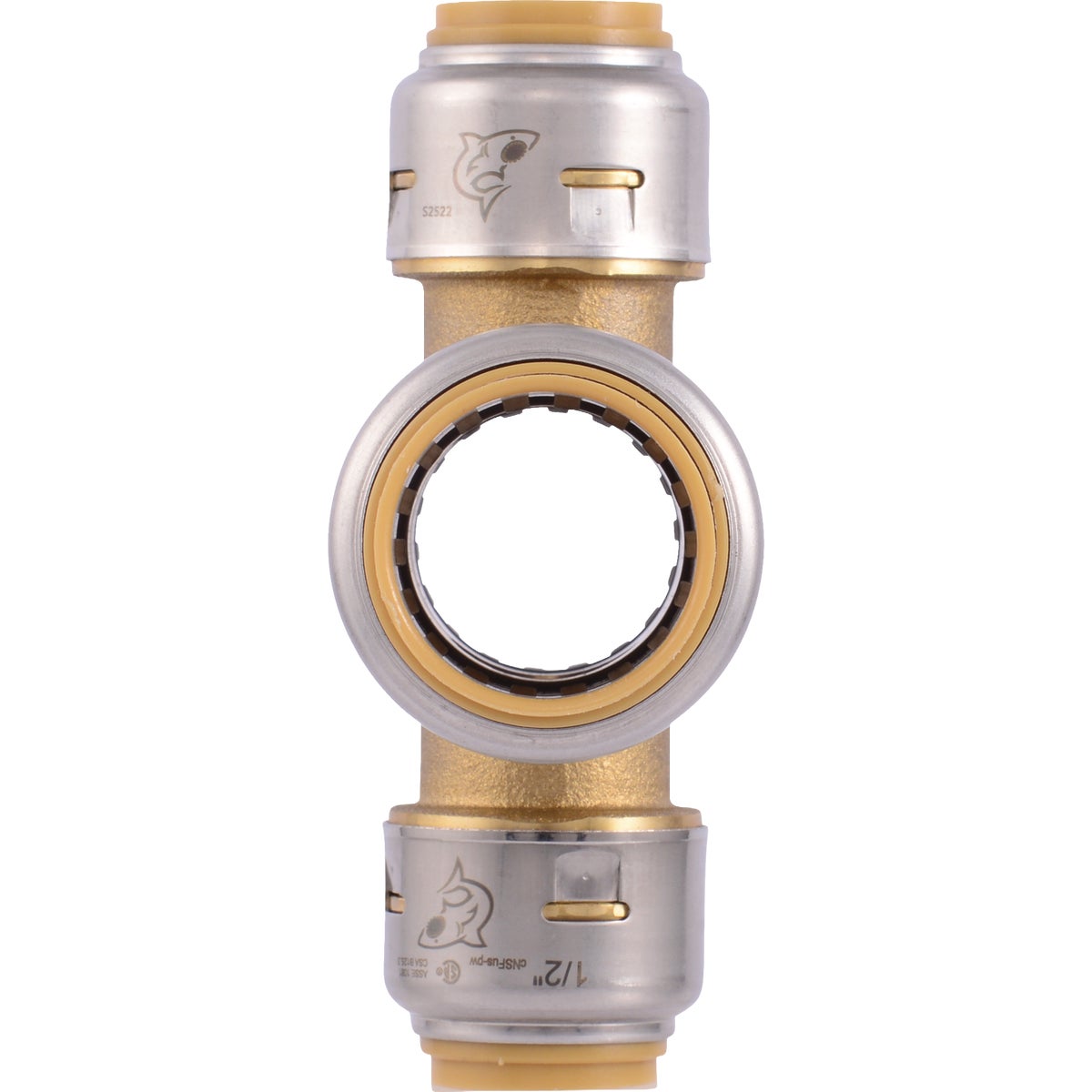 SharkBite 3/4 In. x 3/4 In. x 1/2 In. x 1/2 In. Push-to-Connect Brass Cross Tee Fitting Image 3