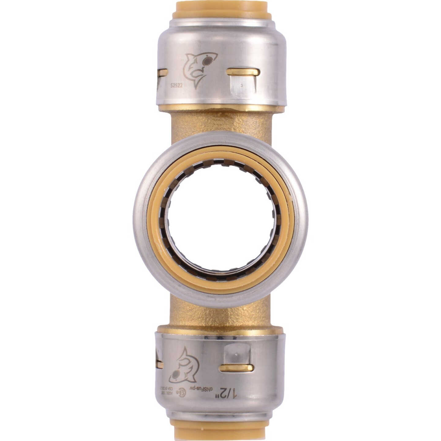 SharkBite 3/4 In. x 3/4 In. x 1/2 In. x 1/2 In. Push-to-Connect Brass Cross Tee Fitting Image 3