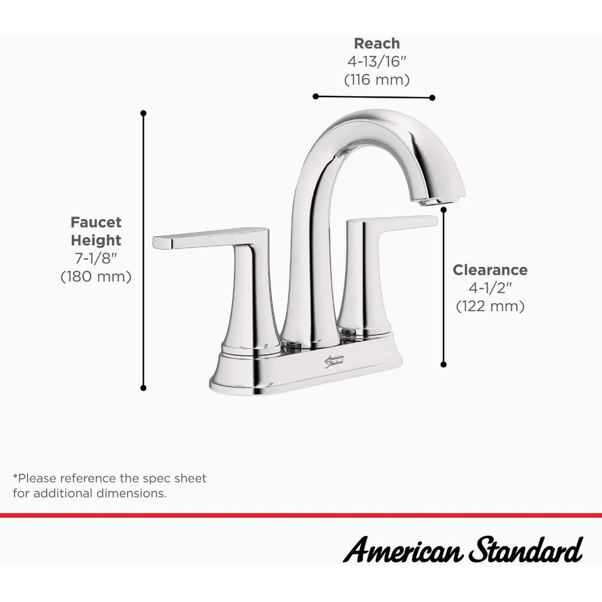 American Standard Becklow Brushed Nickel 2-Handle Lever 4 In. Centerset Hi-Arc Bathroom Faucet with Push Drain Image 4