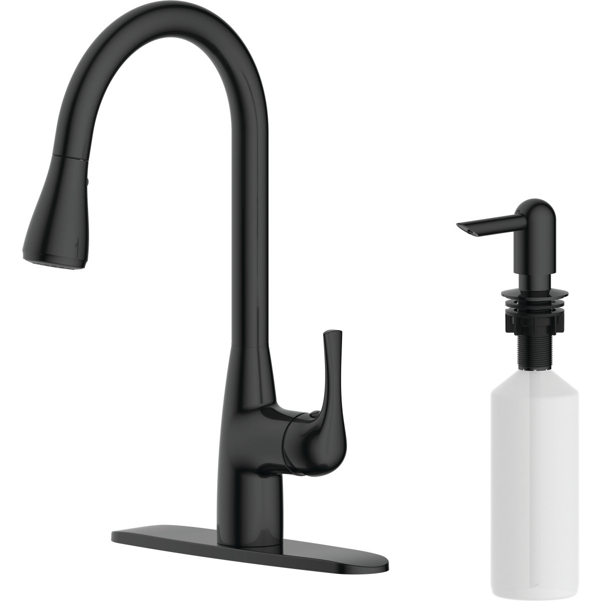 Style Built Heritage 1-Handle Kitchen Faucet with Side Spray, Matte Black