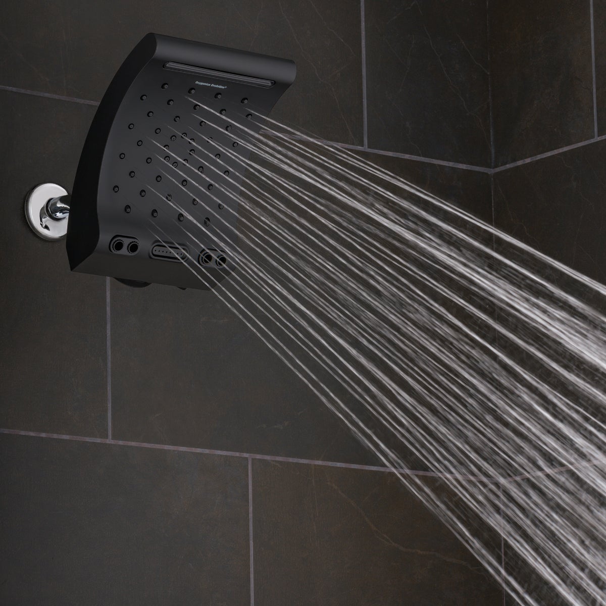 Oxygenics Evolution 5-Spray 1.8 GPM Rain Showerhead, Matte Black Image 5