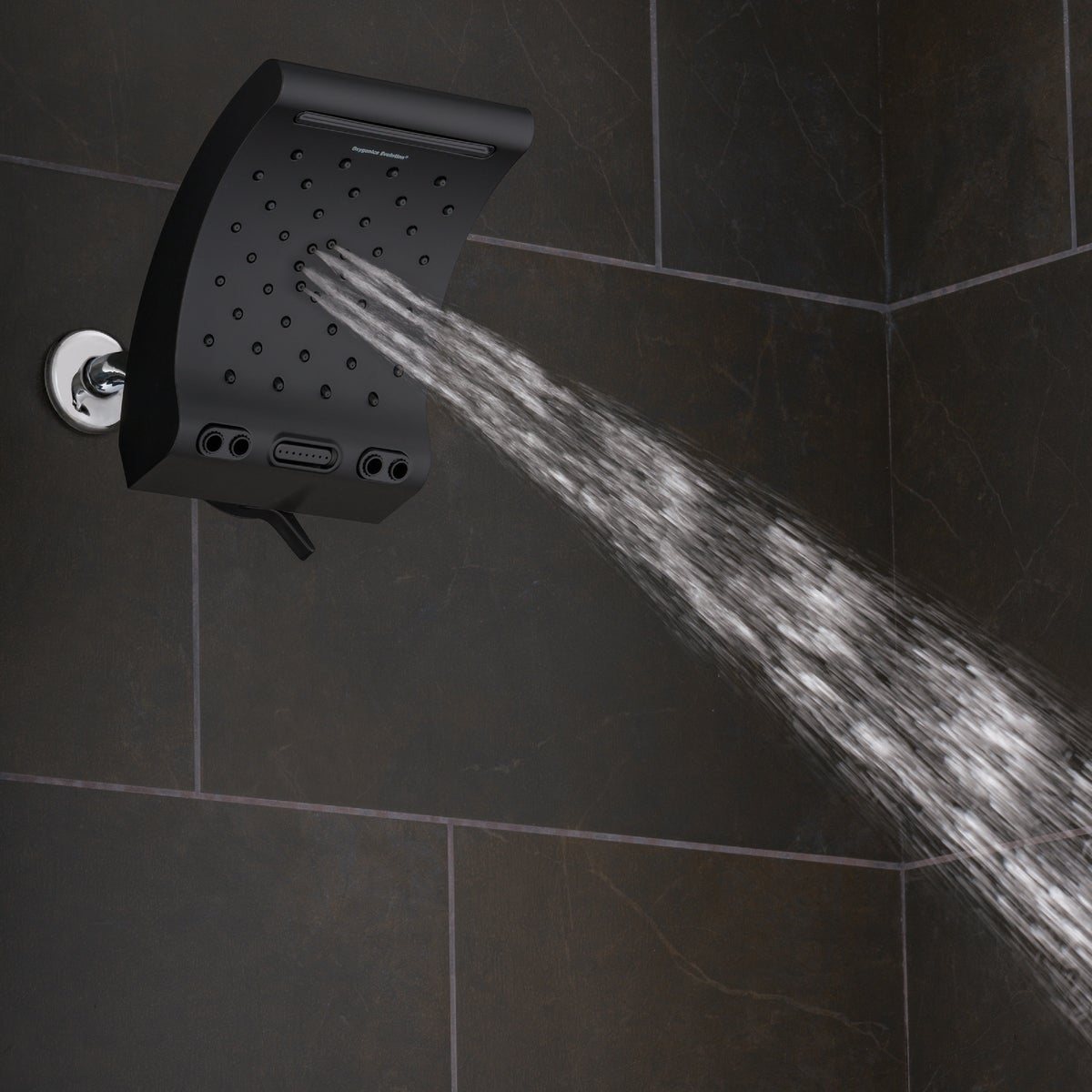 Oxygenics Evolution 5-Spray 1.8 GPM Rain Showerhead, Matte Black Image 6