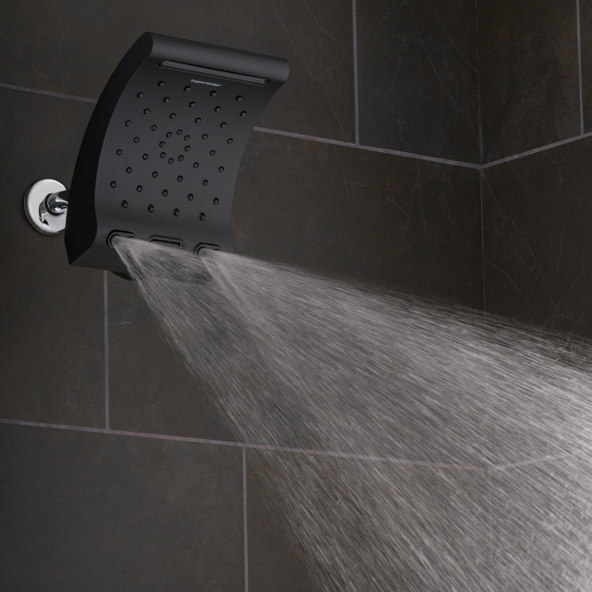 Oxygenics Evolution 5-Spray 1.8 GPM Rain Showerhead, Matte Black Image 2
