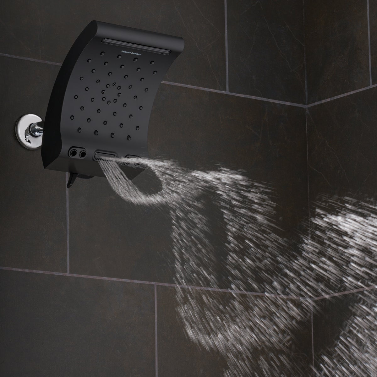 Oxygenics Evolution 5-Spray 1.8 GPM Rain Showerhead, Matte Black Image 3