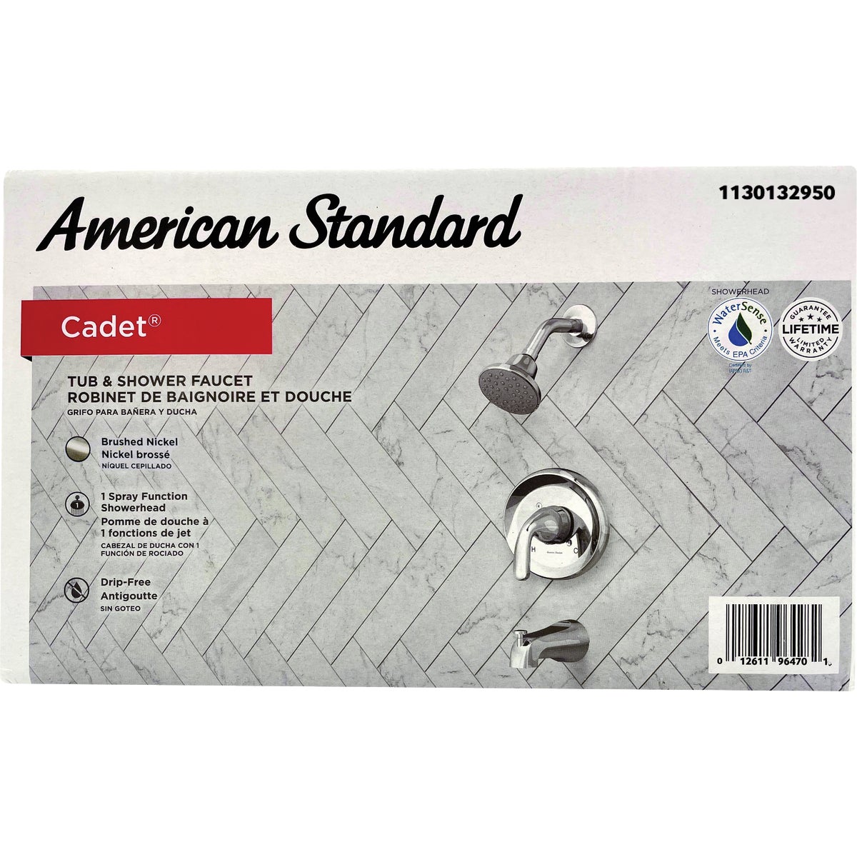 American Standard Cadet Brushed Nickel Single-Handle Lever Tub & Shower Faucet Image 3