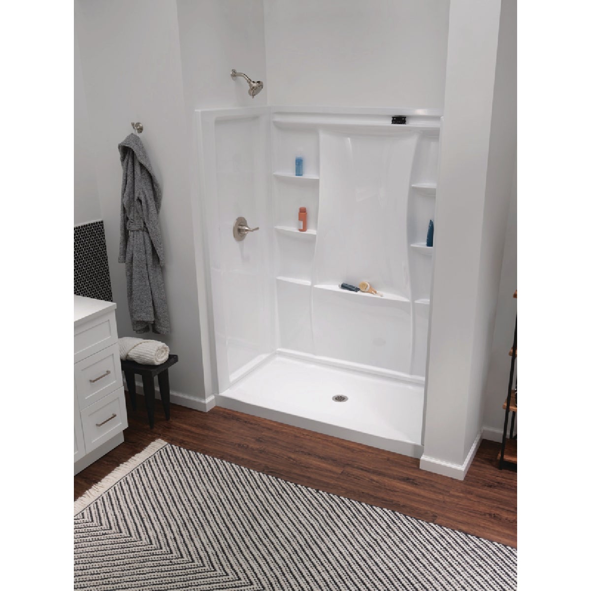 Delta Classic 500 60 In. x 73.25 In. x 32 In. Alcove Shower Wall, White (3-Piece) Image 2