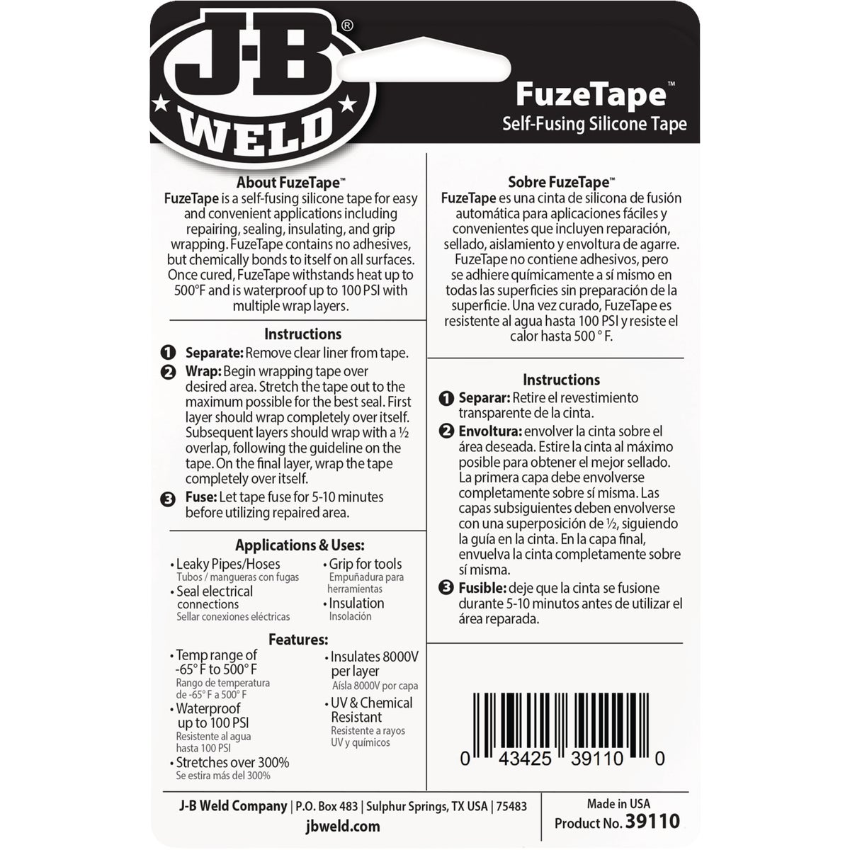 J-B Weld FuzeTape 10 Ft. Self-Fusing Silicone Tape Image 2