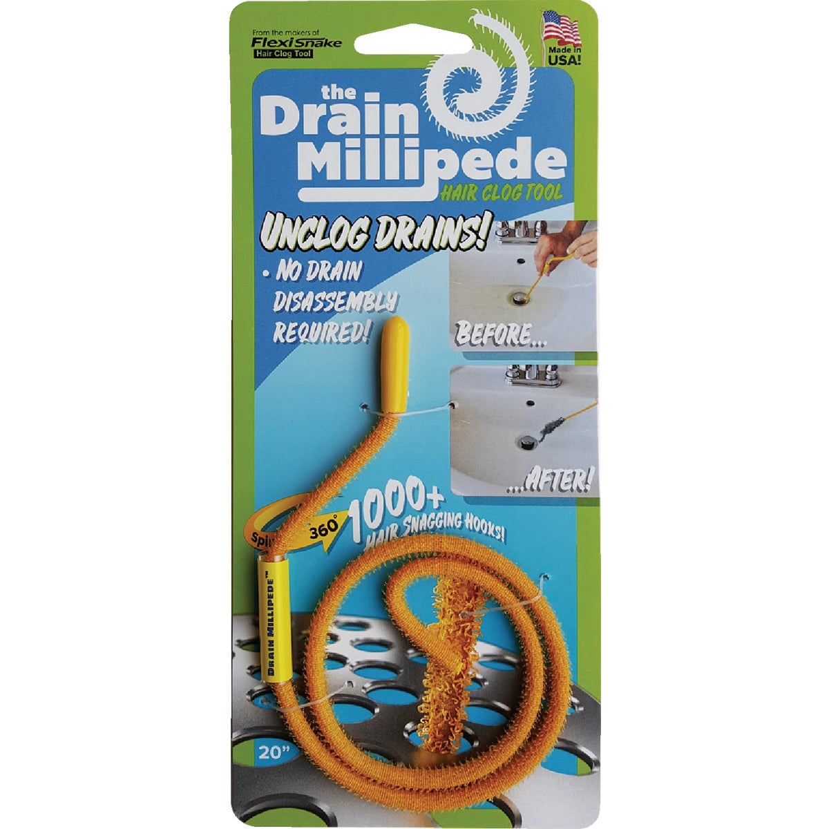 FlexiSnake Drain Millipede Hair Clog Flexible Tool Image 2