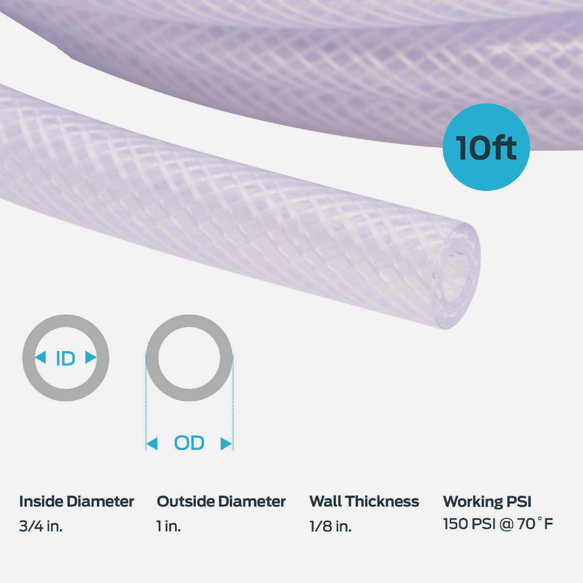 Eastman EZ-Flo 10 Ft. Braided Vinyl Tubing 3/4 In. ID x 1 In. OD Image 3