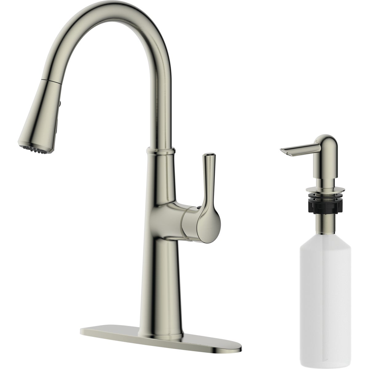 Style Built Heritage 1-Handle Kitchen Faucet with Side Spray, Brushed Nickel