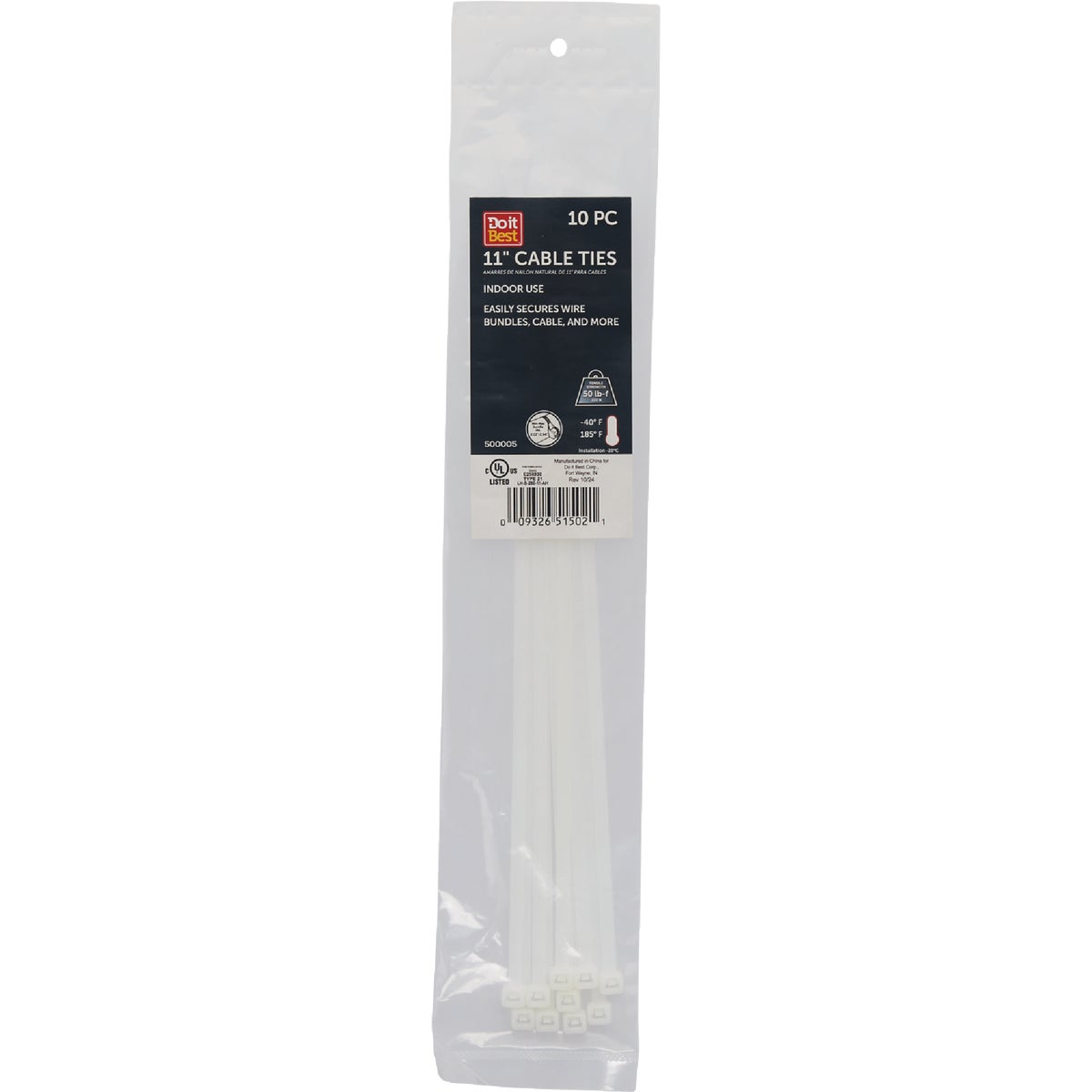 Do it Best 11 In. x 0.189 In. Natural Color Molded Nylon Cable Tie (10-Pack)