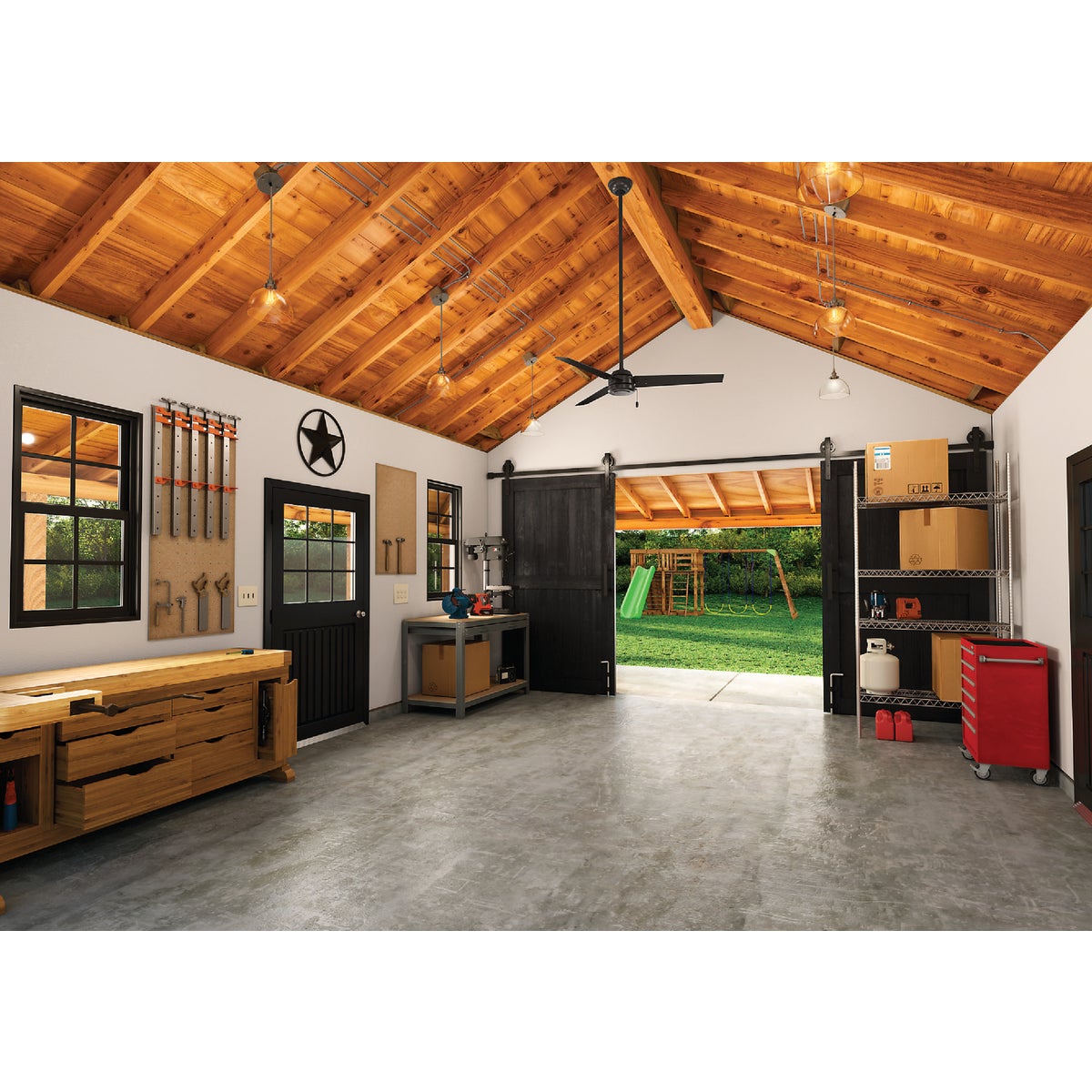 Hunter Cassius 52 In. Matte Black Damp Rated Ceiling Fan Image 2