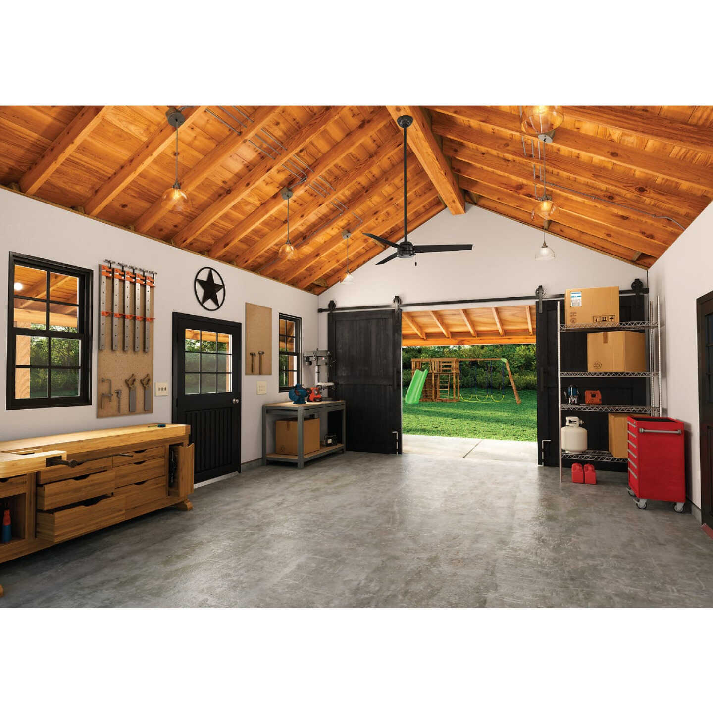 Hunter Cassius 52 In. Matte Black Damp Rated Ceiling Fan Image 2