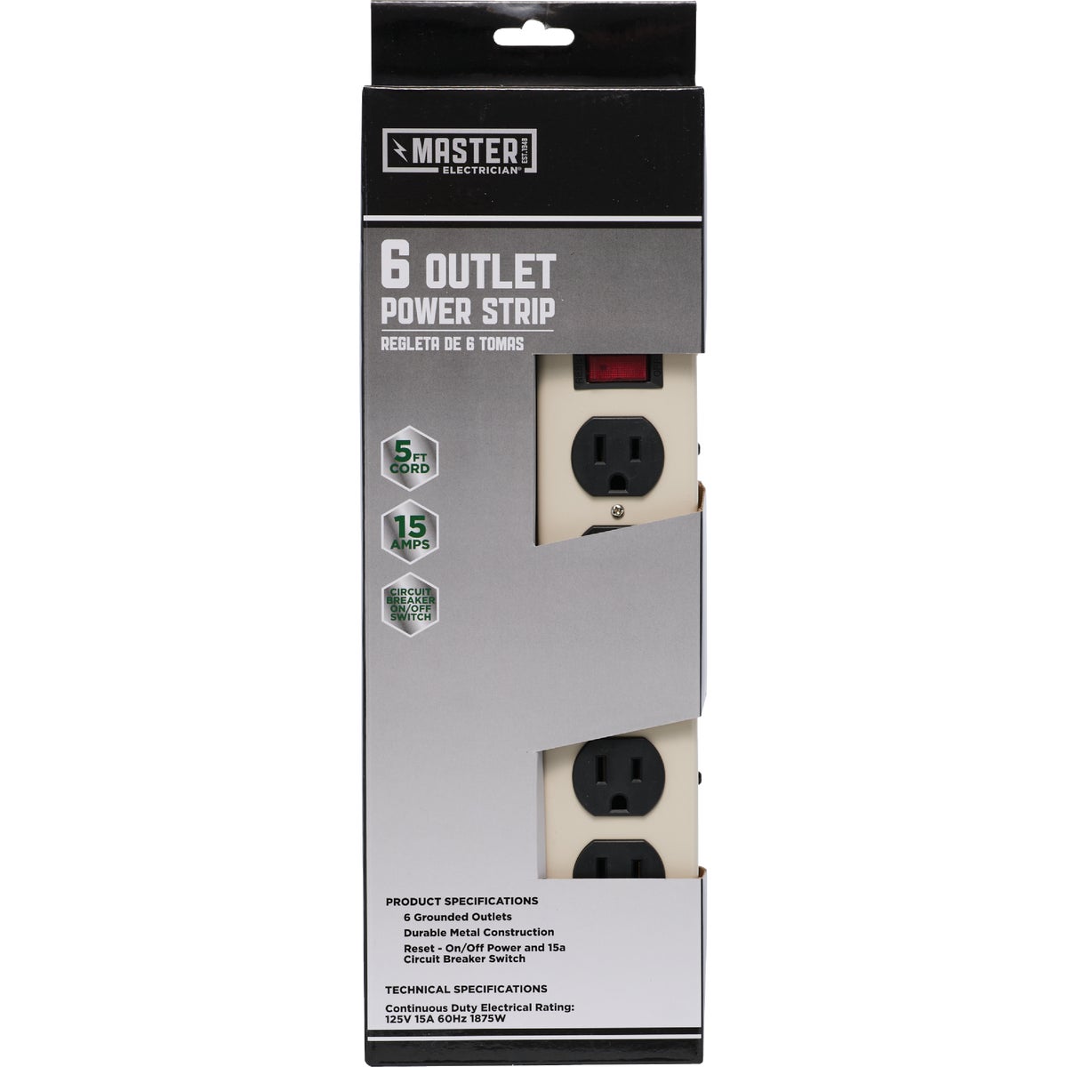 Do it Best 6-Outlet Gray Power Strip with 5 Ft. Cord