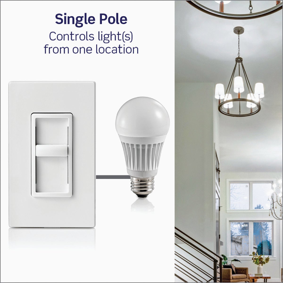Leviton Decora SureSlide Incandescent/Halogen/LED White Slide Dimmer Switch Image 7
