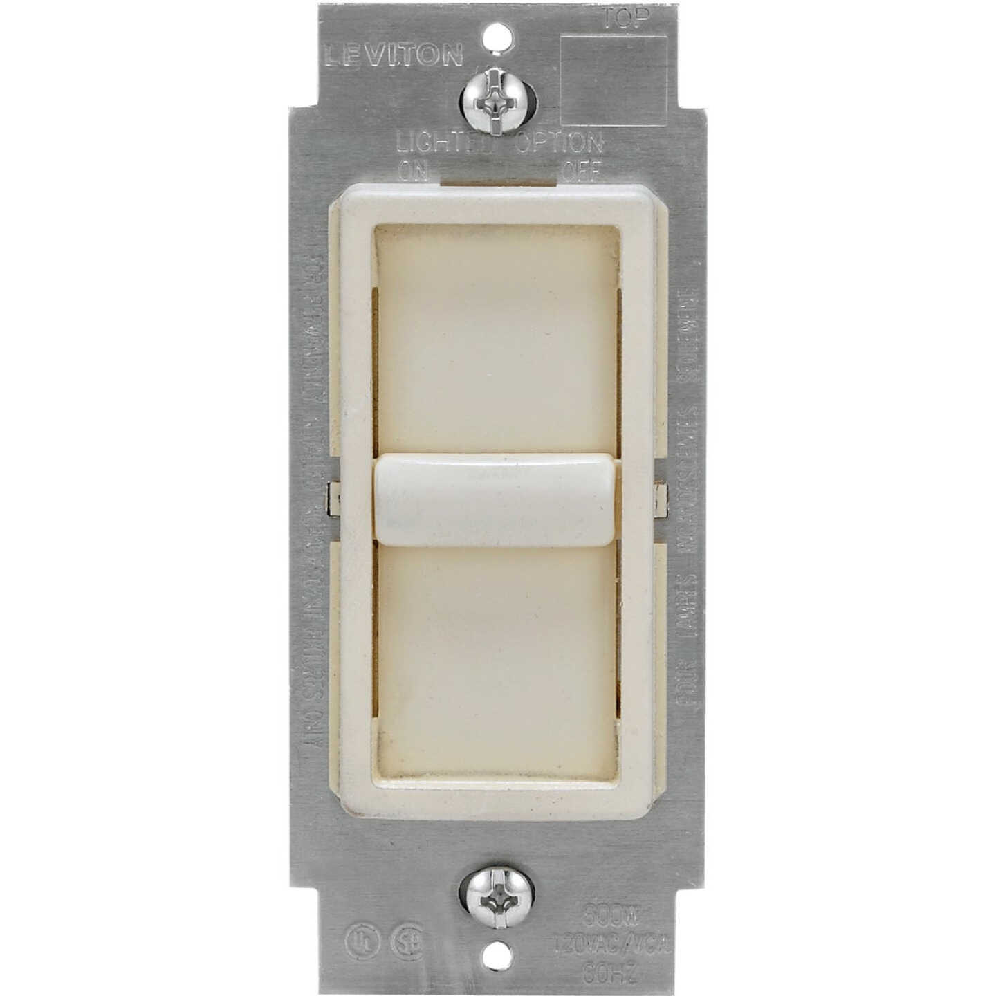 Leviton Decora Incandescent/Halogen/LED/CFL Light Almond Slide Dimmer Switch Image 1