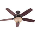 Hunter Builder Deluxe 52 In. New Bronze Ceiling Fan with Light Kit Image 1