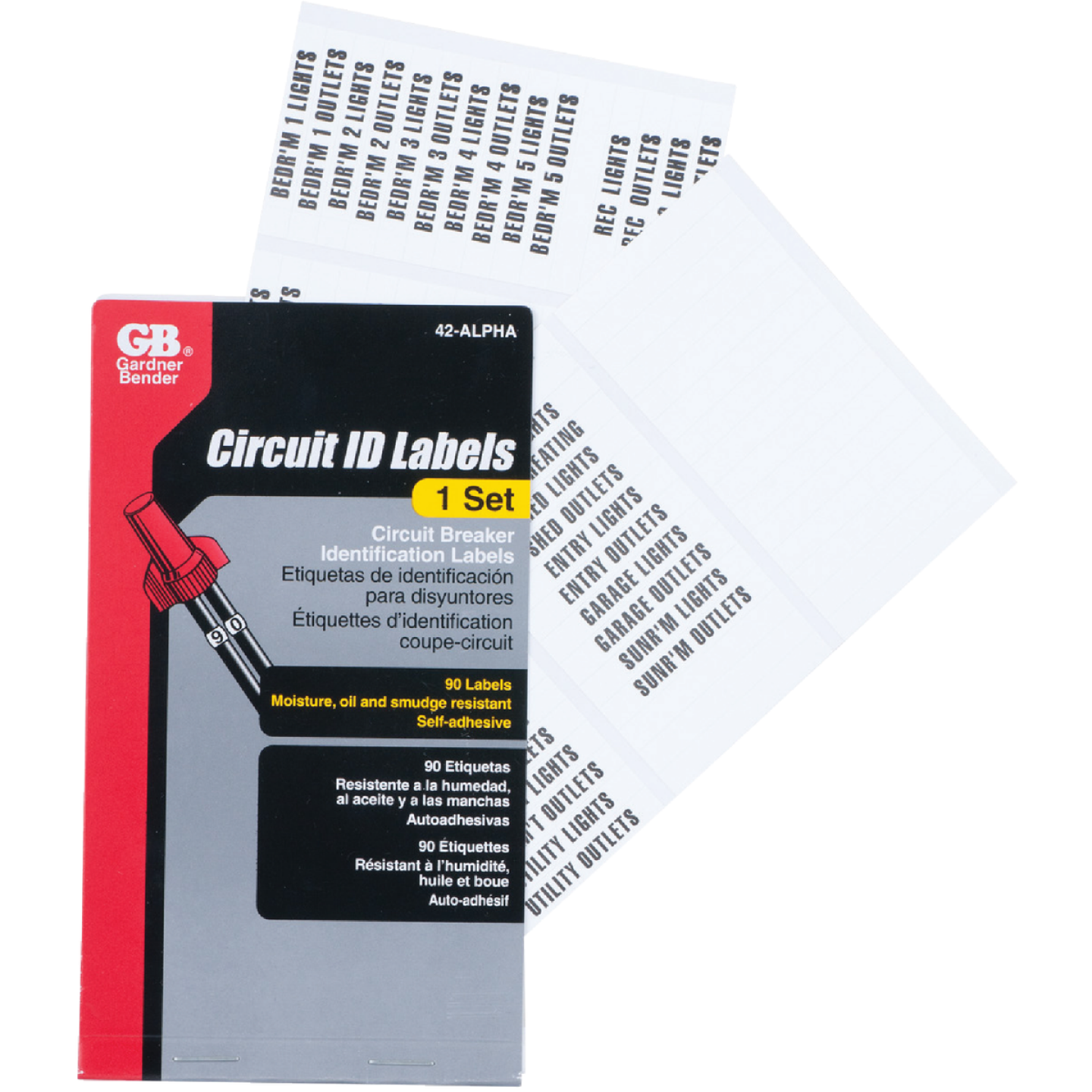 Gardner Bender Nylon Impregnated Cloth Circuit Breaker Wire Label Set Image 1
