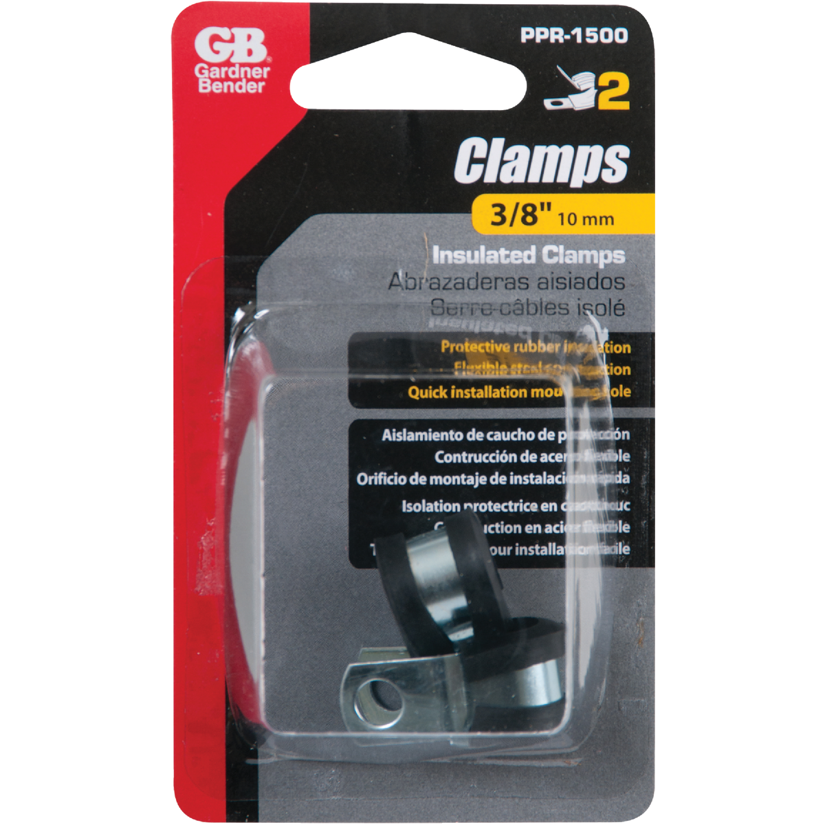 Gardner Bender 3/8 In. Steel with Rubber Insert Black Cable Clamp (2-Pack)