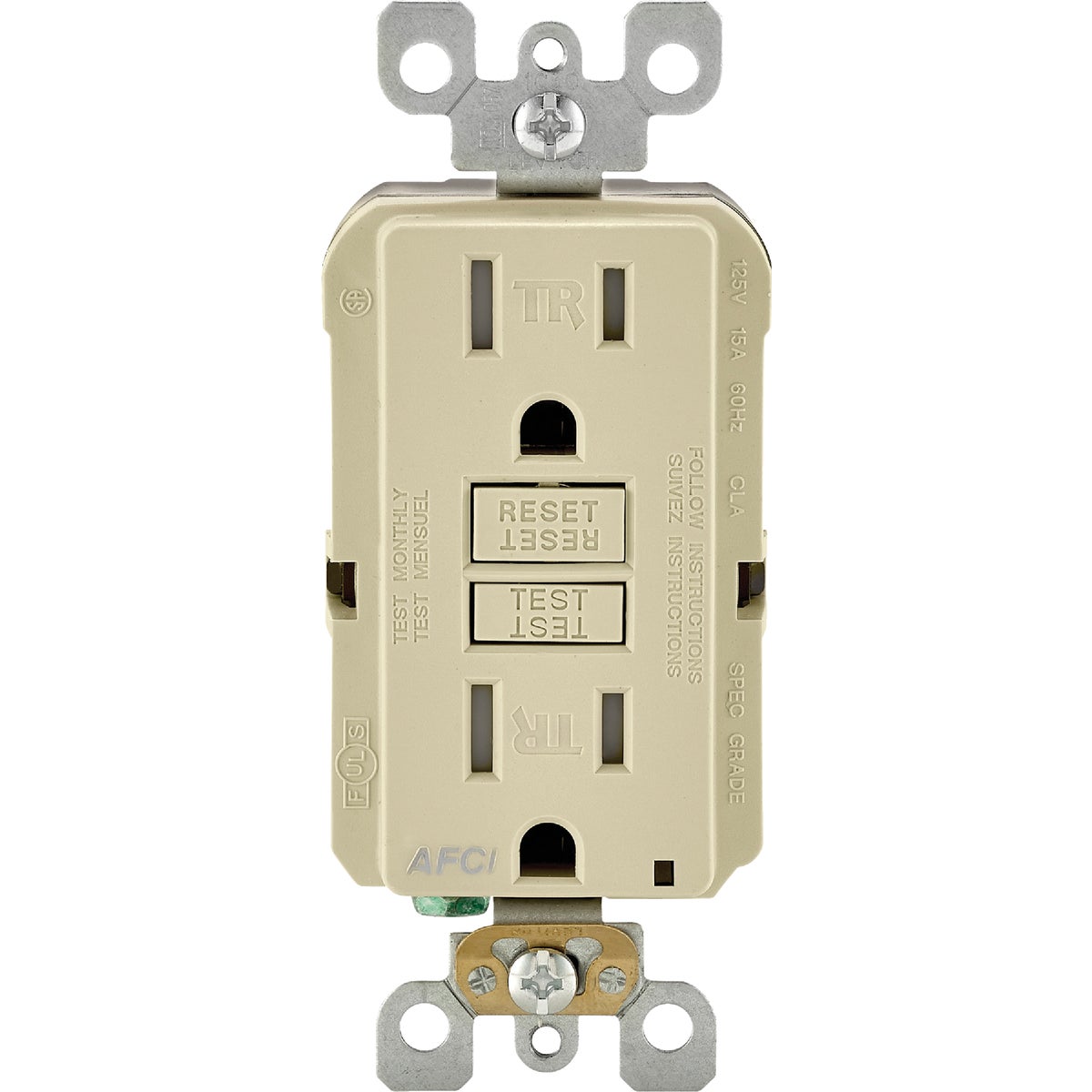 Leviton SmartLockPro 15A Ivory 5-15R AFCI Outlet