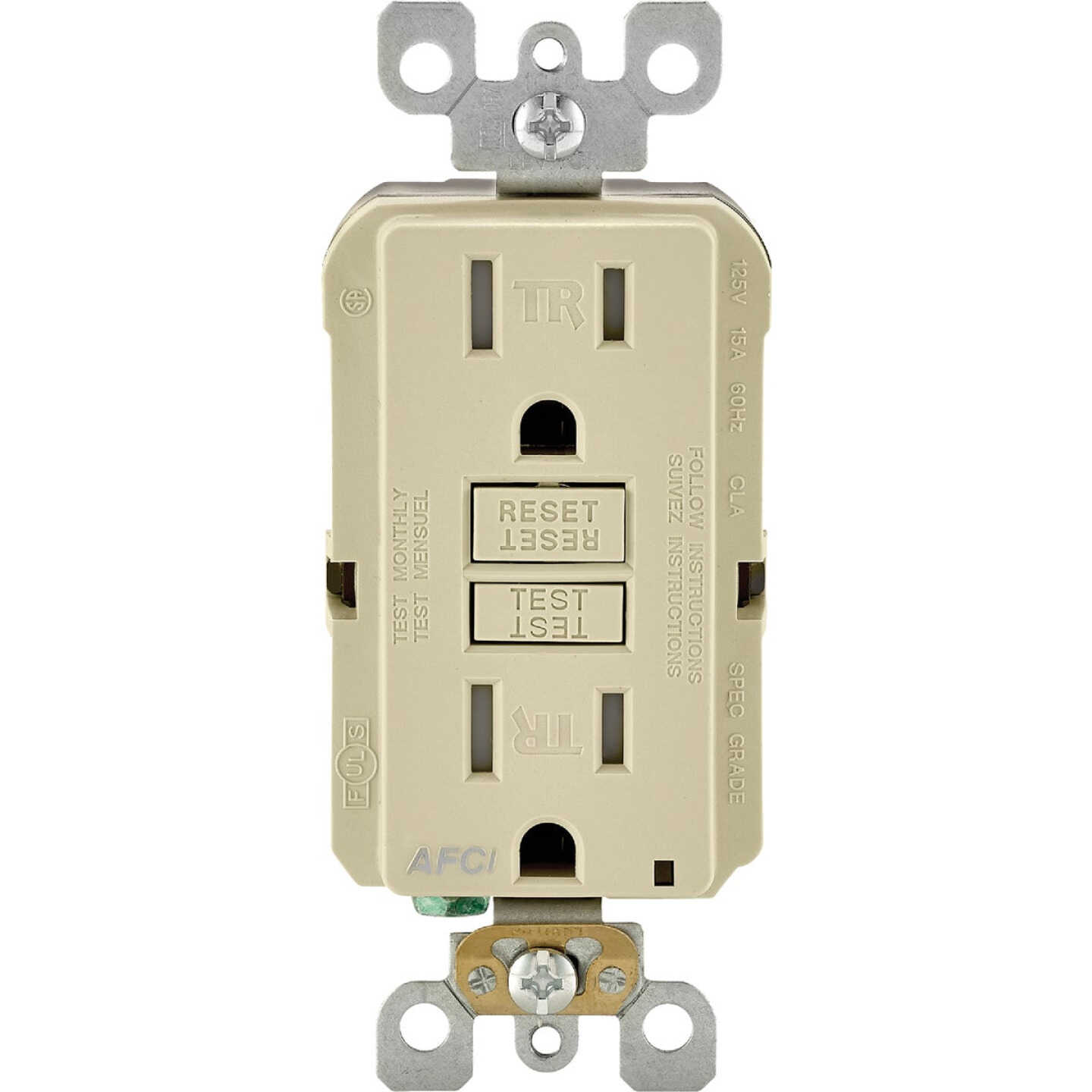 Leviton SmartLockPro 15A Ivory 5-15R AFCI Outlet Image 1