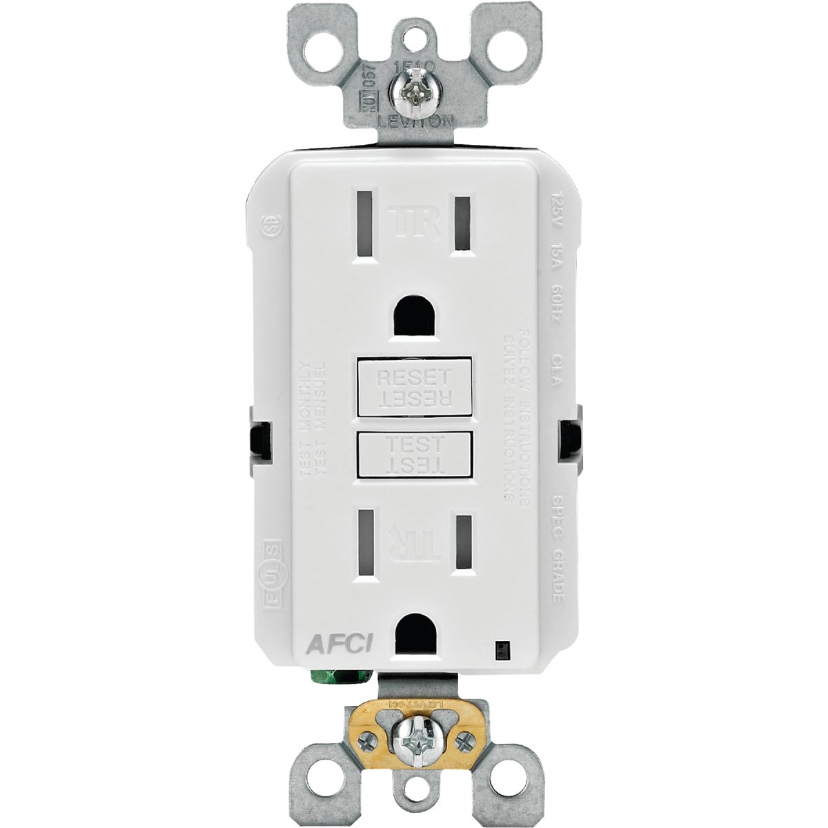 Leviton SmartLockPro 15A White 5-15R AFCI Outlet