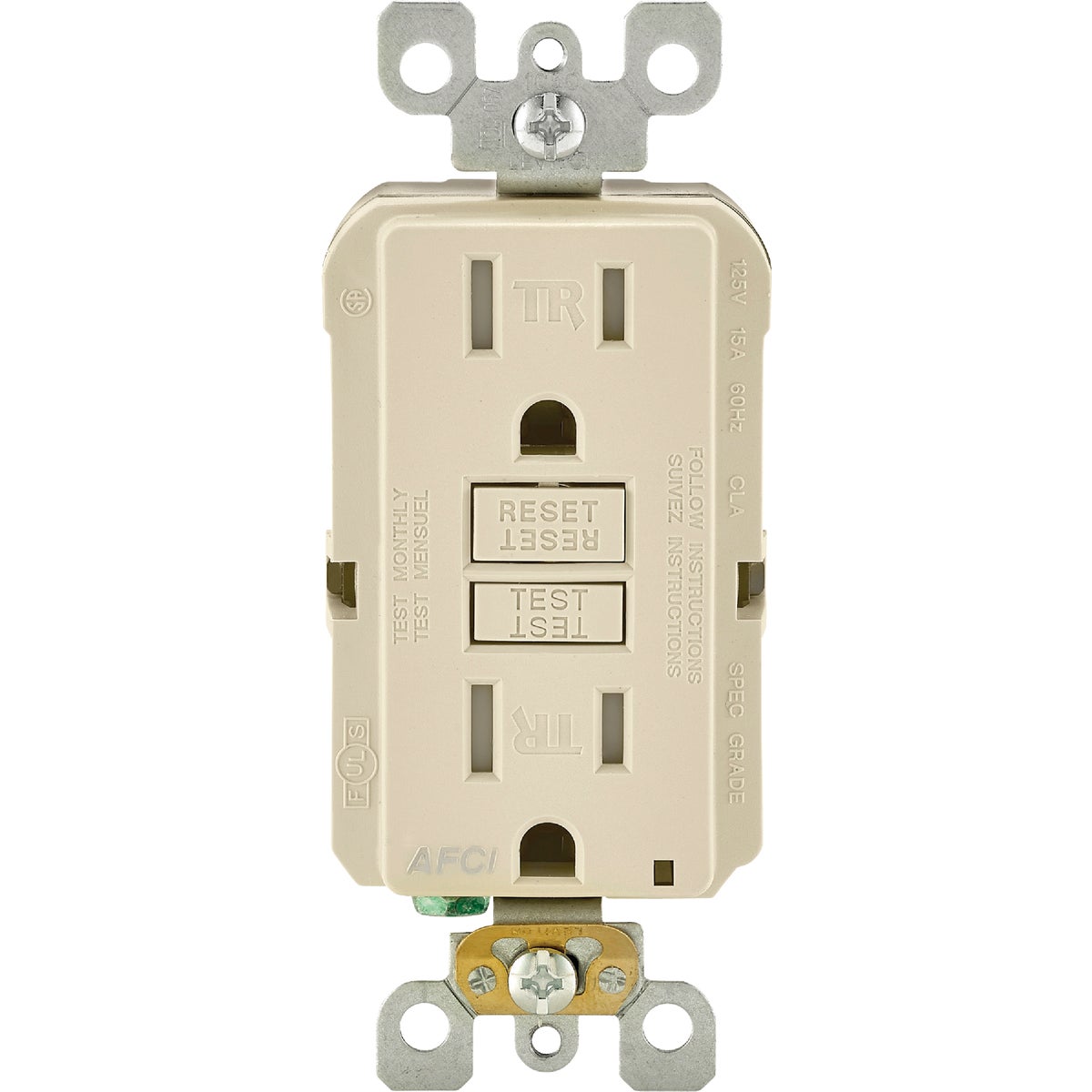 Leviton SmartLockPro 15A Light Almond 5-15R AFCI Outlet
