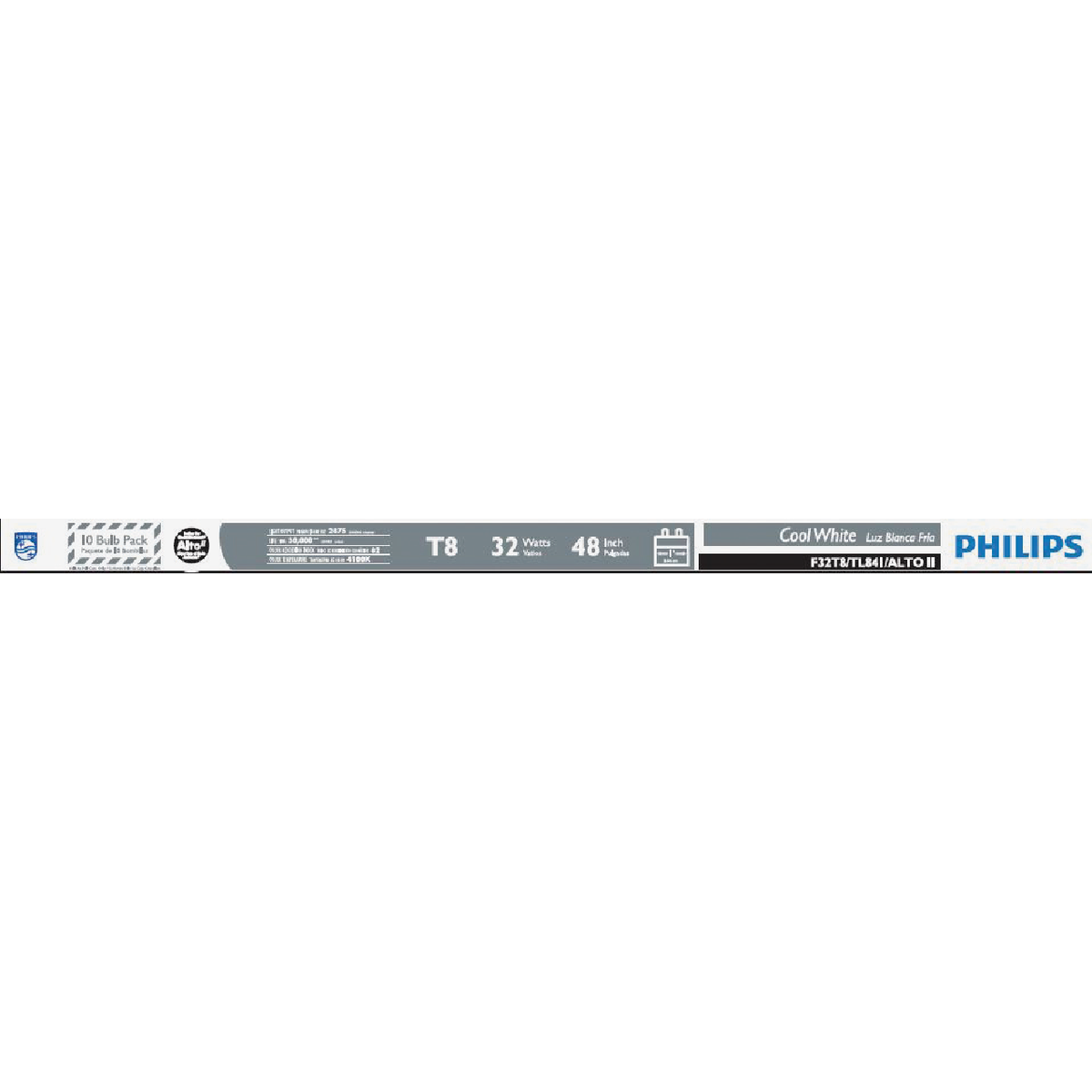 Philips ALTO 32W 48 In. Cool White T8 Medium Bi-Pin Fluorescent Tube Light Bulb (10-Pack) Image 2