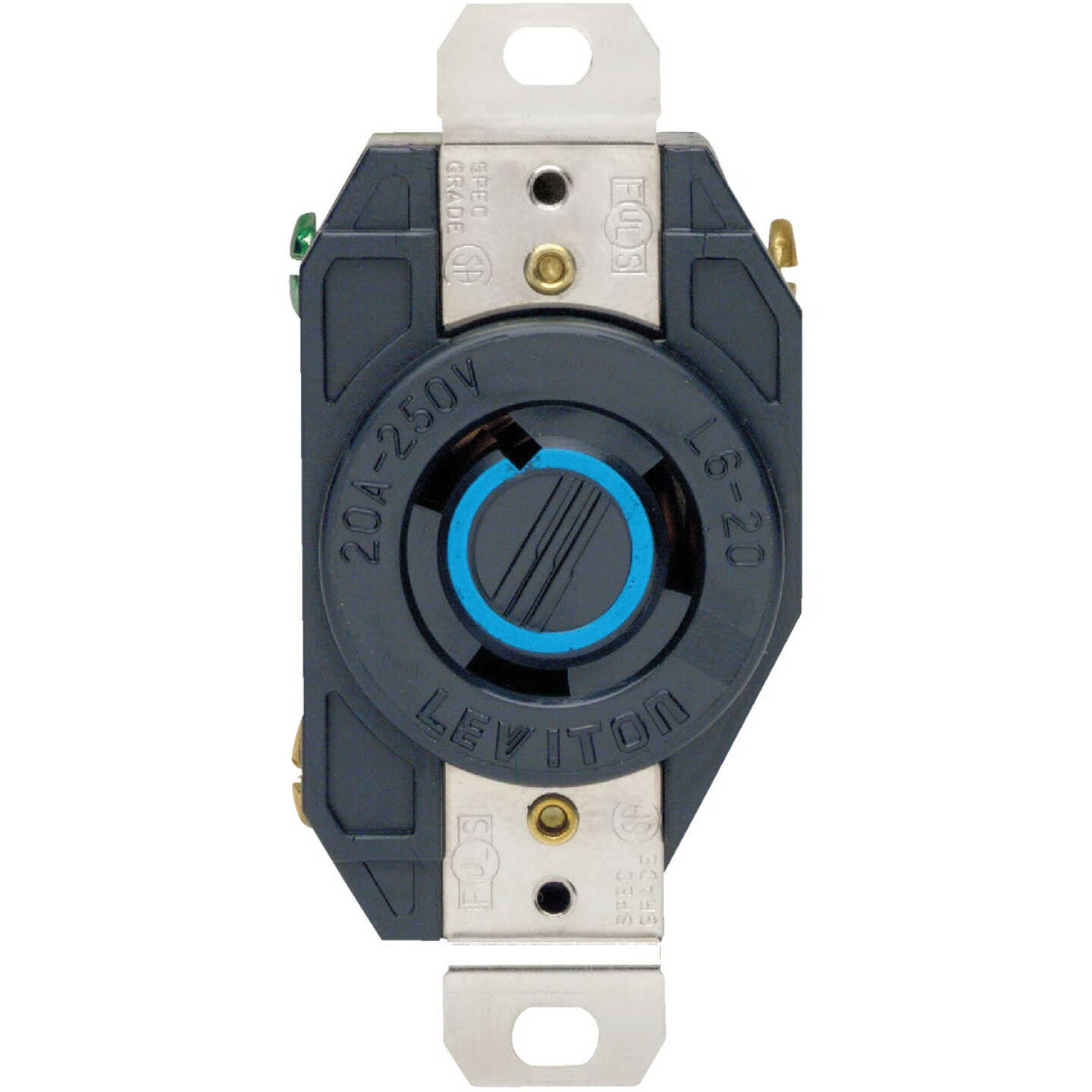 Leviton 20A 250V Black Industrial Grade L6-20R Locking Outlet Receptacle Image 2