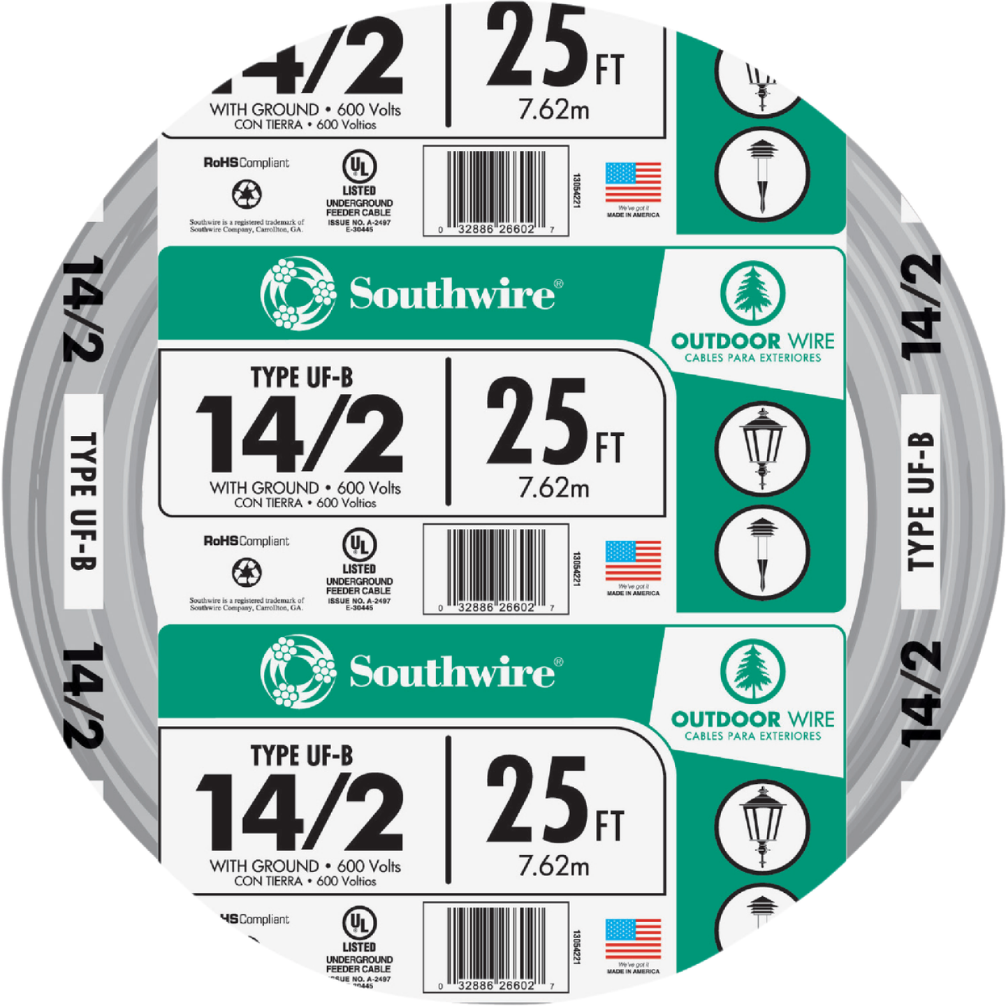 Southwire 25 Ft. 14 AWG 2-Conductor UFW/G Electrical Wire Image 1