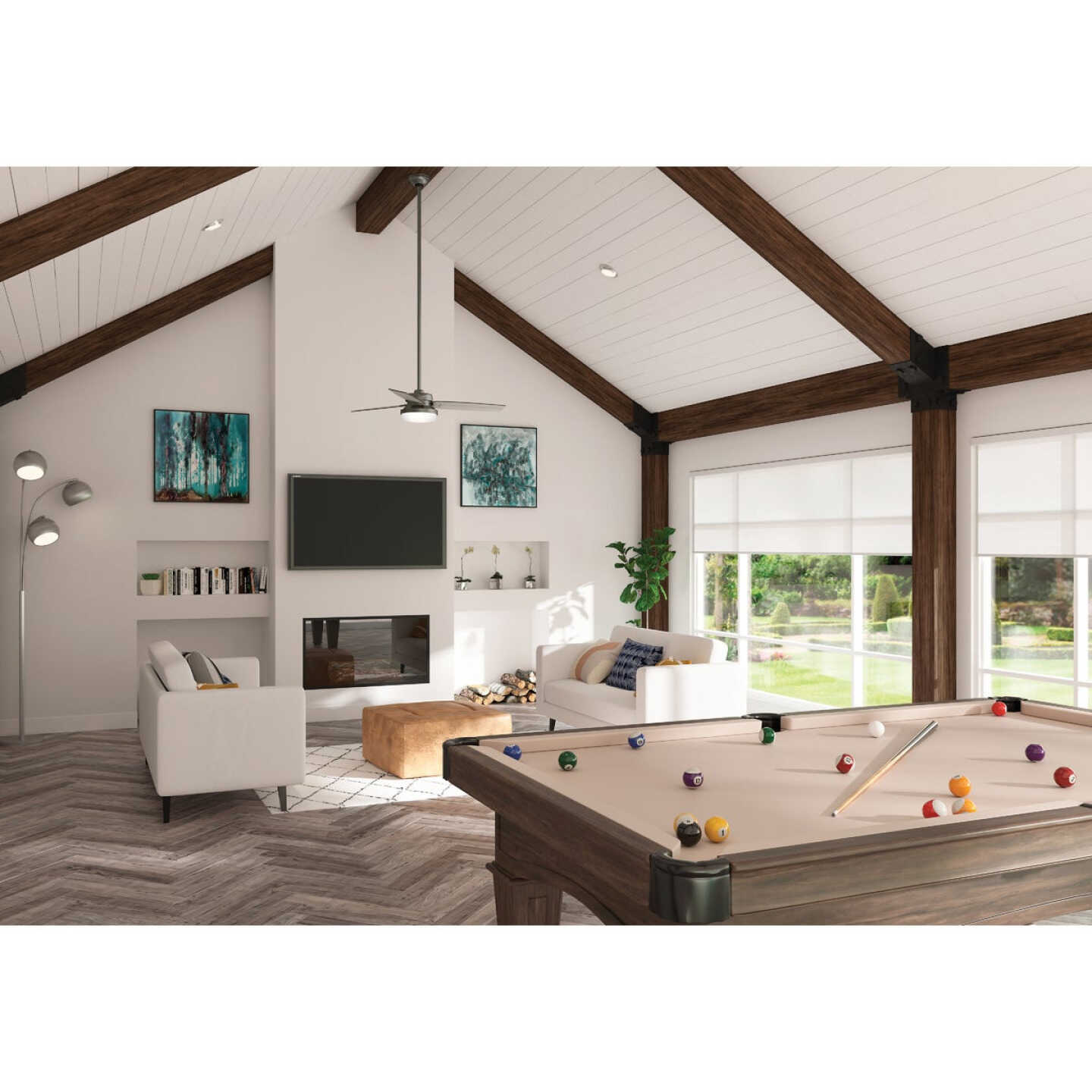 Hunter Sentinel 52 In. Brushed Slate Ceiling Fan with Light Kit and Handheld Remote Control Image 3