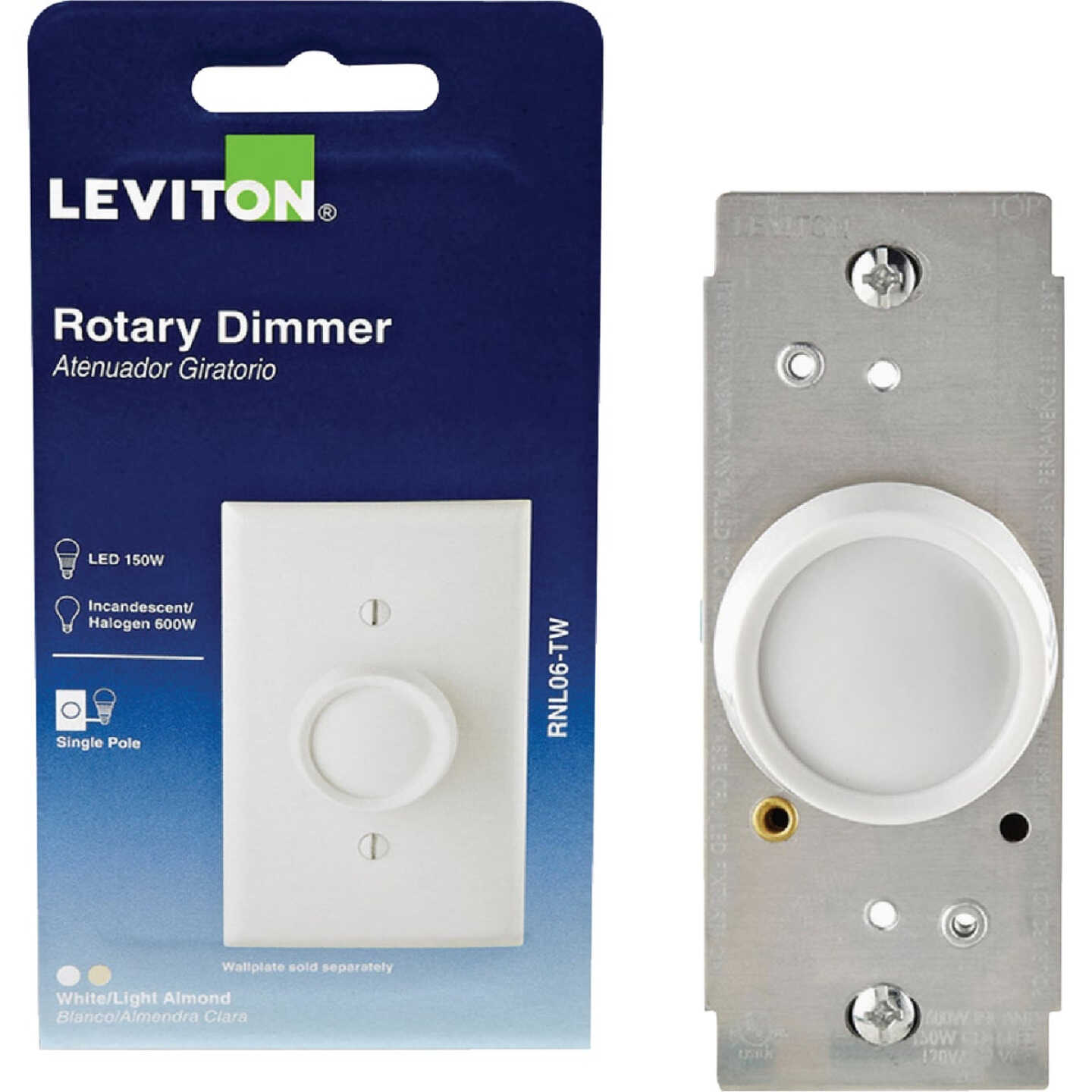 Leviton Trimatron White/Light Almond Rotary Dimmer Switch Image 1