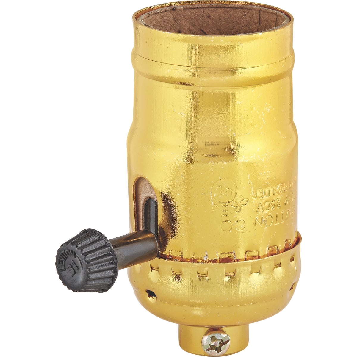 Leviton Turn-Knob Medium Base Brass Lamp Socket Image 1