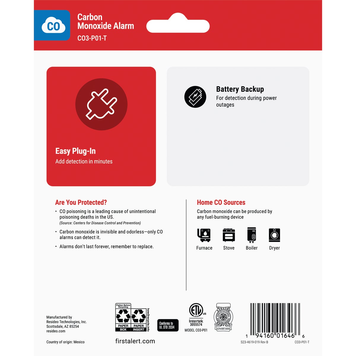 First Alert CO710 10-Year Battery Electrochemical Multi Function Carbon Monoxide Alarm Image 2