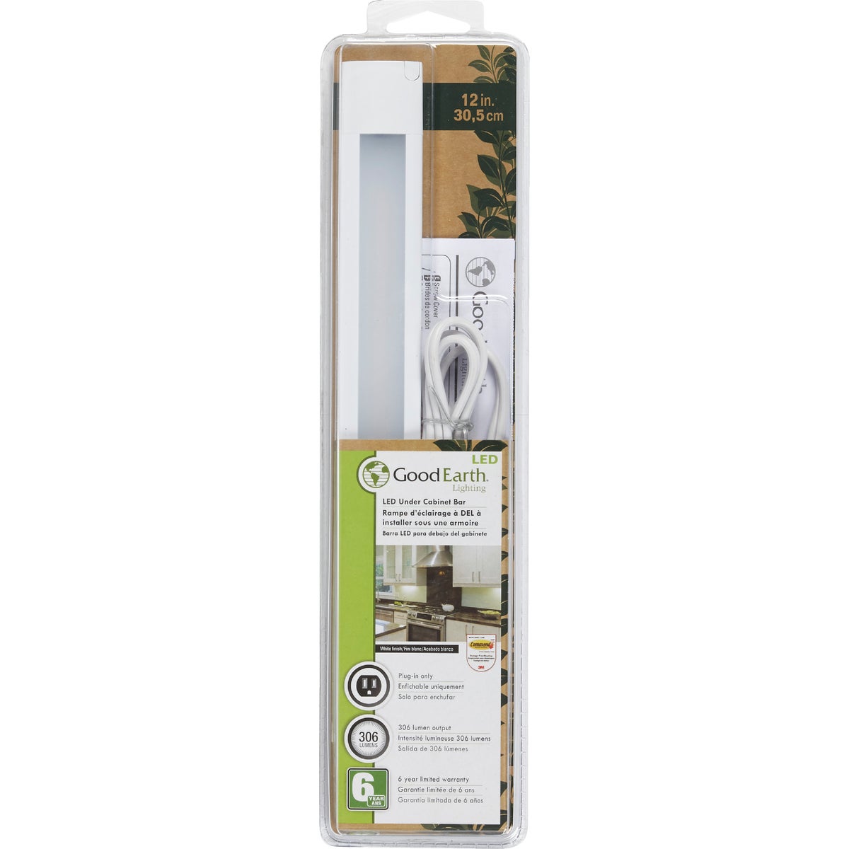 Good Earth Lighting 12 In. Plug-In White LED Under Cabinet Light Bar Image 3