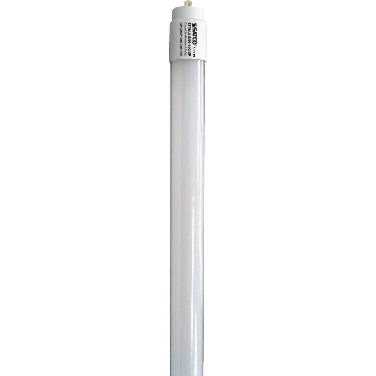 Satco 59W Equivalent 96 In. Natural Light T8 Single Pin Ballast Bypass DLC Certified LED Tube Light Bulb Image 1