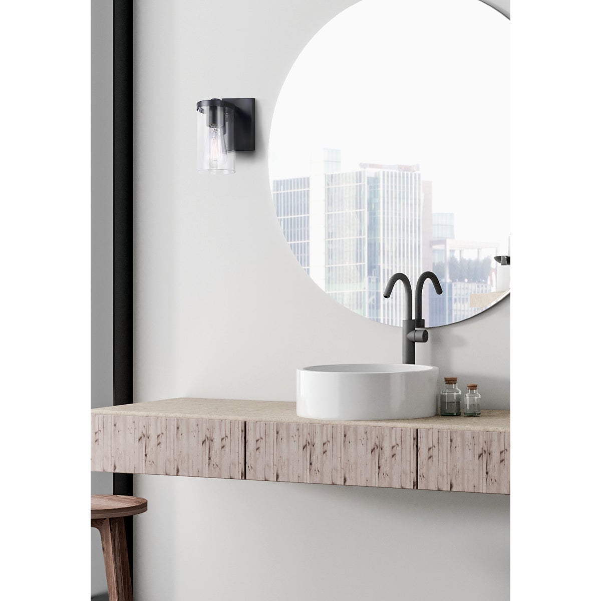 Canarm Britton 1-Light Black Vanity Bath Light Fixture, Clear Glass Image 2