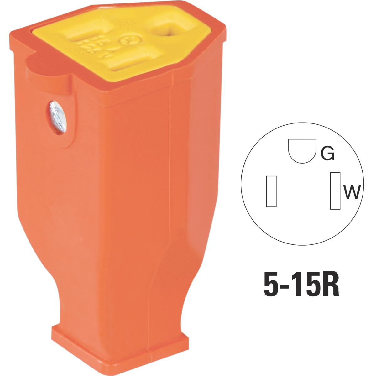 Cooper 15A 125V 3-Wire 2-Pole Residential Grade Cord Connector, Orange