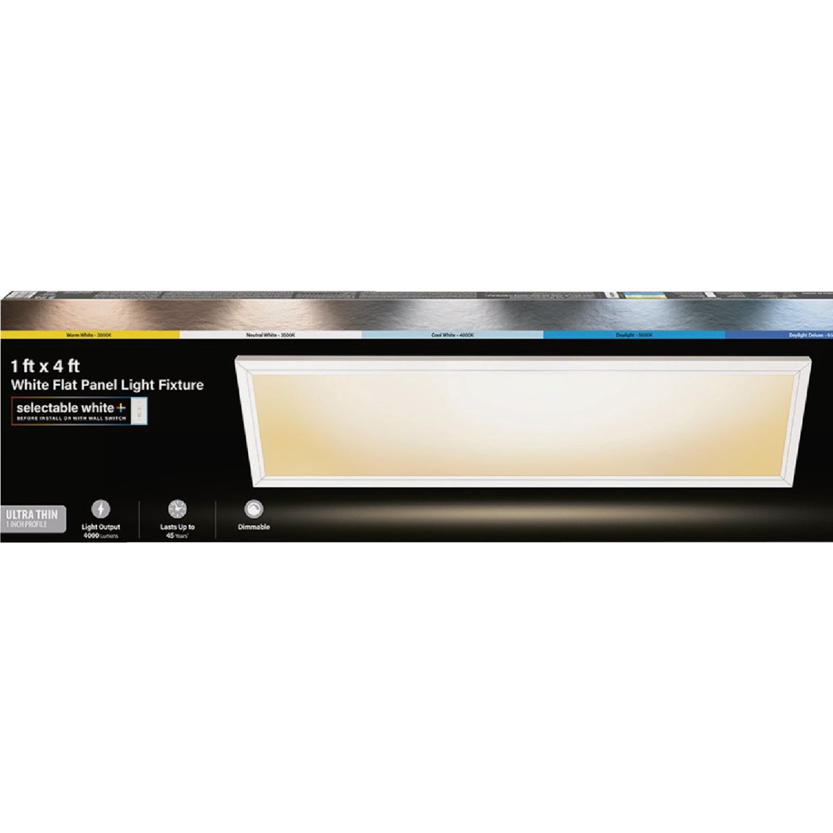 Feit Electric Edge-Lit 1 Ft. W. x 4 Ft. L. White Dimmable 6-Way LED Utility Flush Mount Light