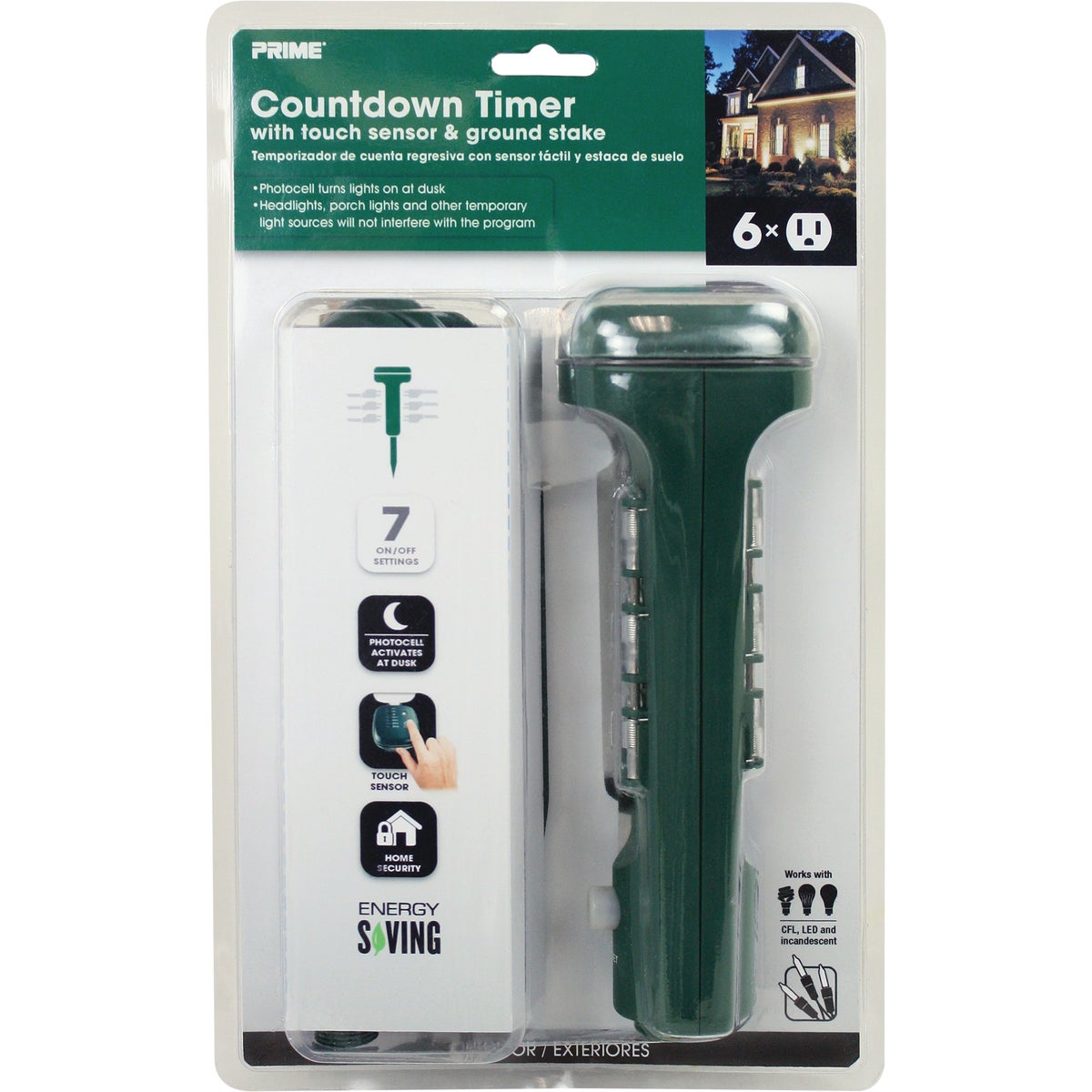 Prime 15A 125V 1875W Green Outdoor Timer Power Stake Image 3