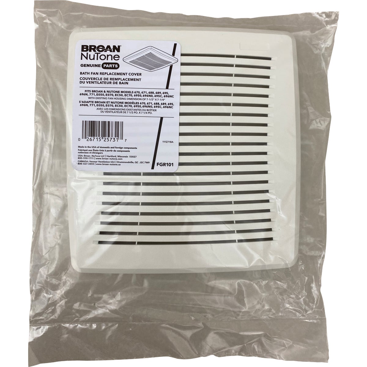 Broan-NuTone Economy 9-1/4 In. W. x 9-3/4 In. L. White Exhaust Fan Replacement Grille